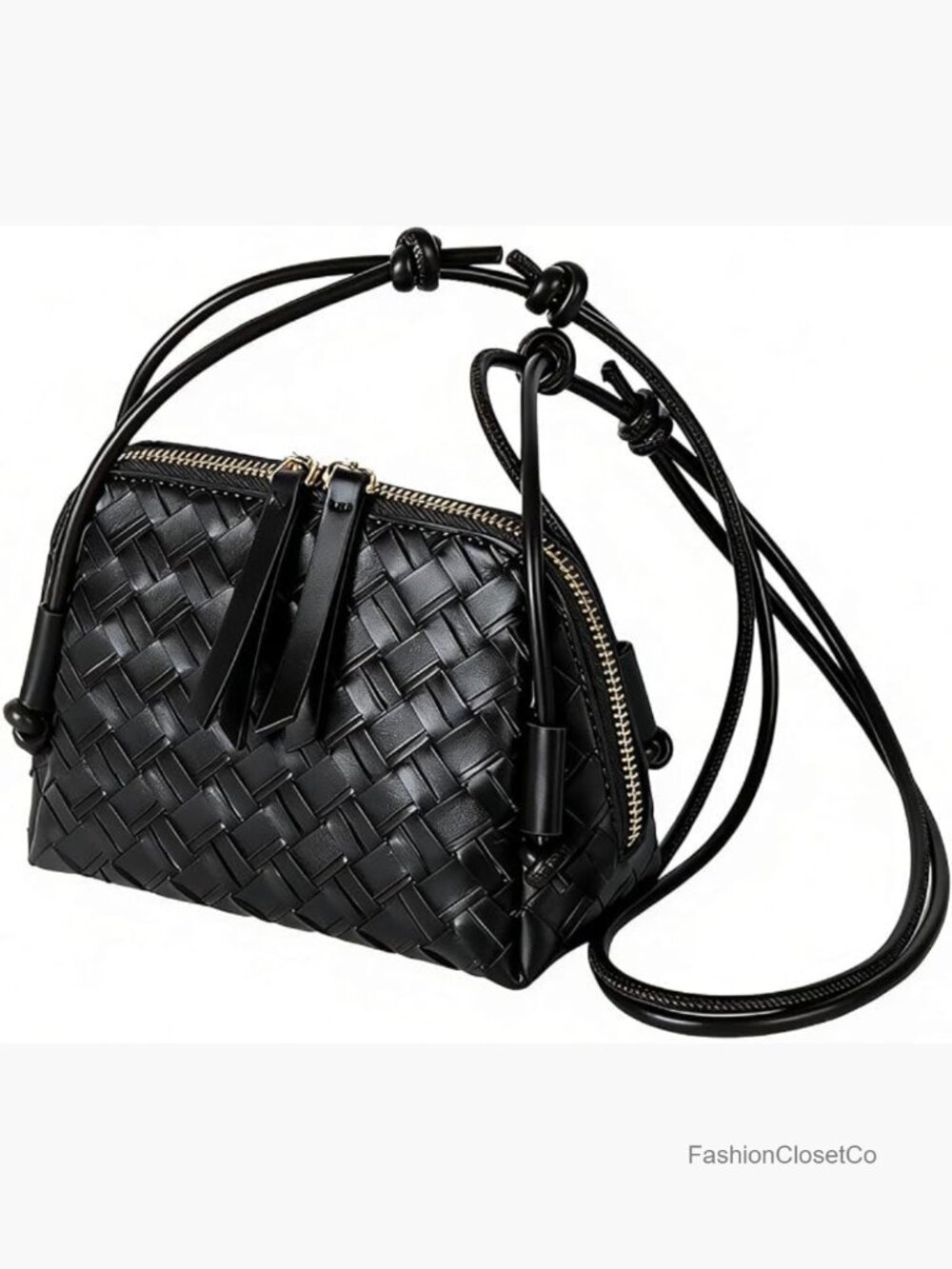 Woven Crossbody Bag for Women PU Leather Handwoven Shoulder Satchel Mini Purse